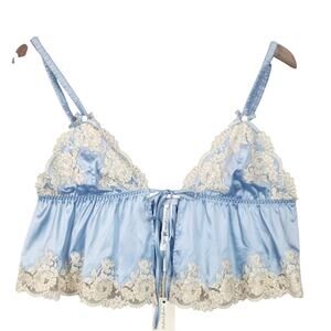 For Love And Lemons Blue and Cream Lace Chemise